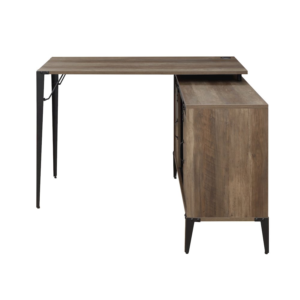 Zakwani Writing Desk Rustic Oak & Black. Picture 3
