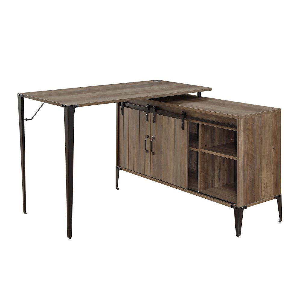 Zakwani Writing Desk Rustic Oak & Black. Picture 4