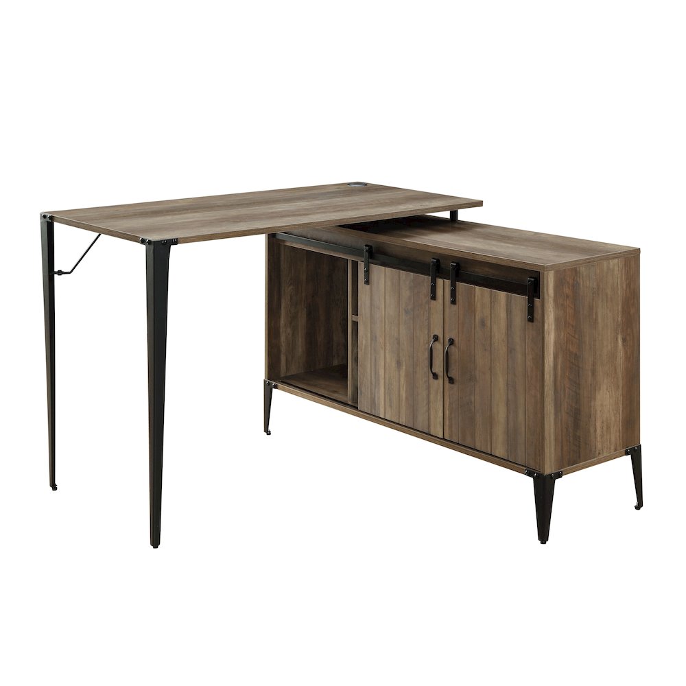 Zakwani Writing Desk Rustic Oak & Black. Picture 2