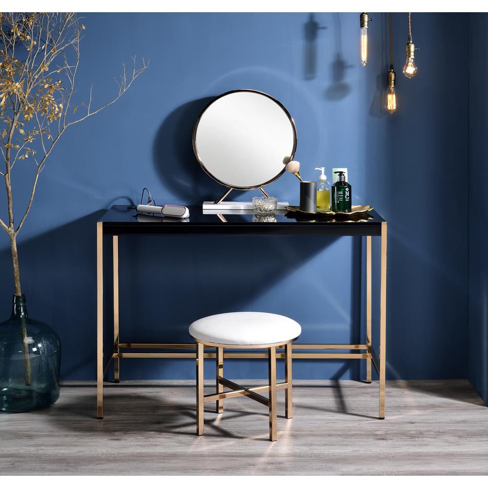ACME Midriaks Writing Desk, Black & Gold Finish. Picture 1