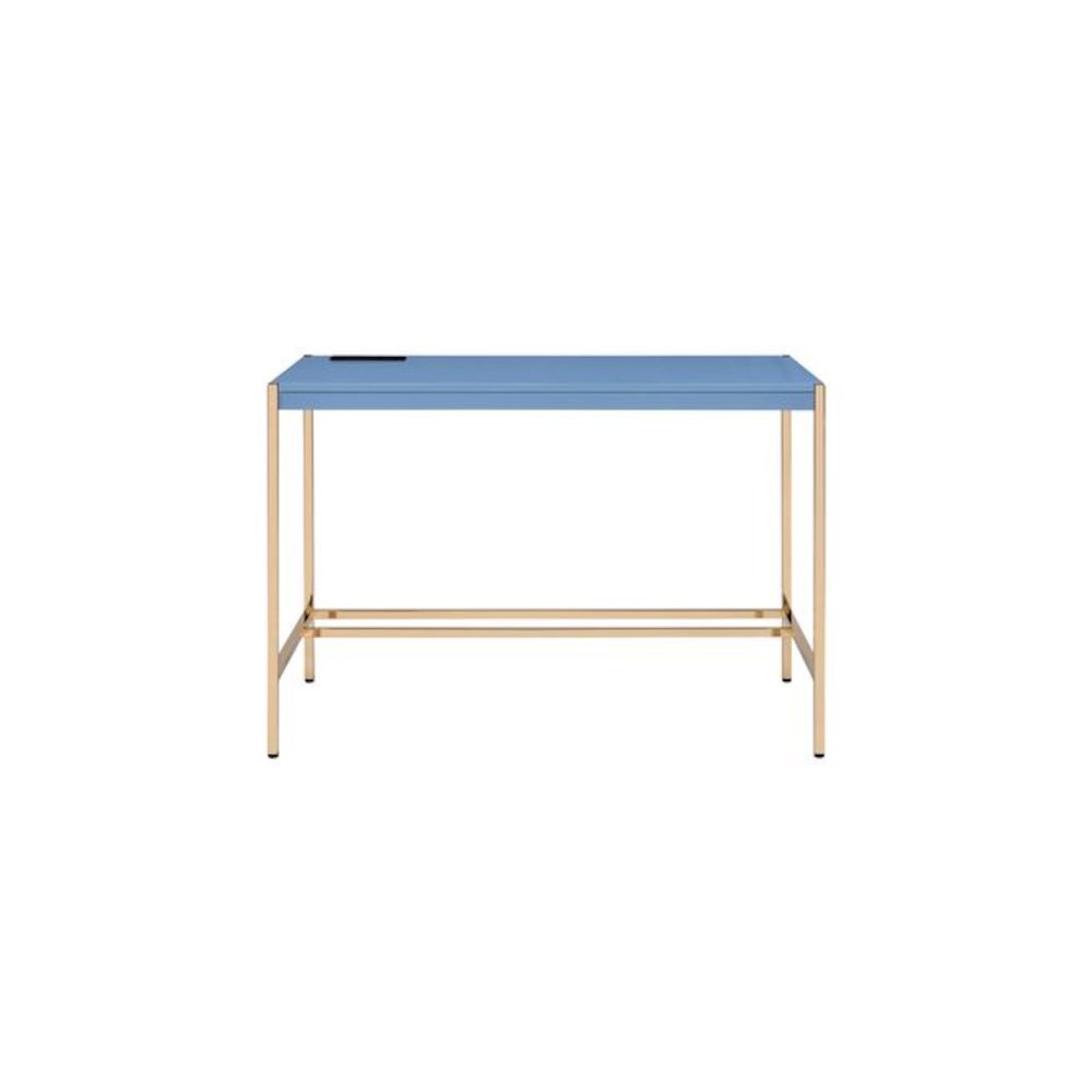 Midriaks Writing Desk w/USB Port Navy Blue & Gold. Picture 3