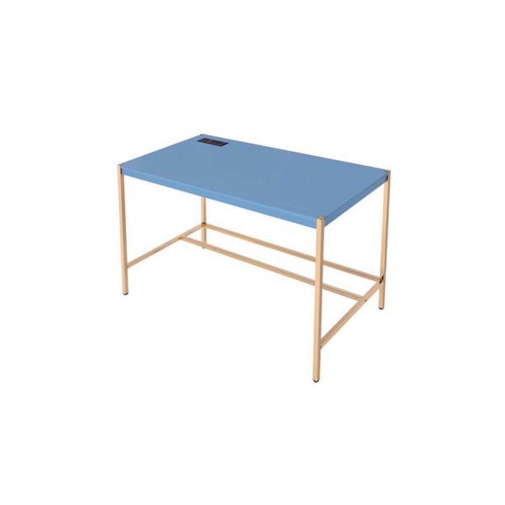 Midriaks Writing Desk w/USB Port Navy Blue & Gold. Picture 4