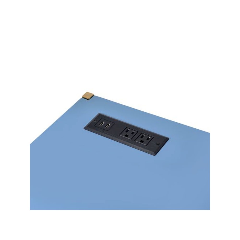 Midriaks Writing Desk w/USB Port Navy Blue & Gold. Picture 5
