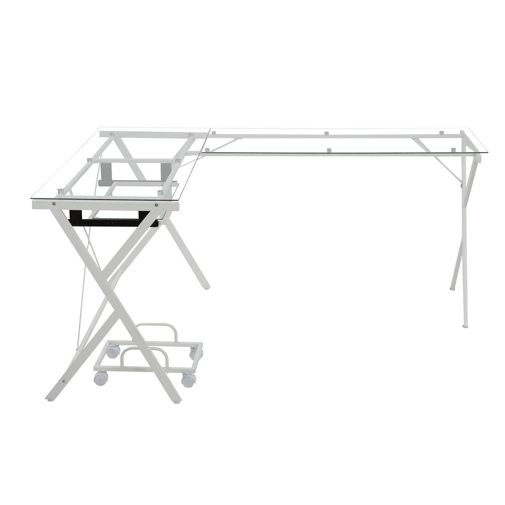 Dazenus Computer Desk, Clear Glass & White Finish (OF00048). Picture 2