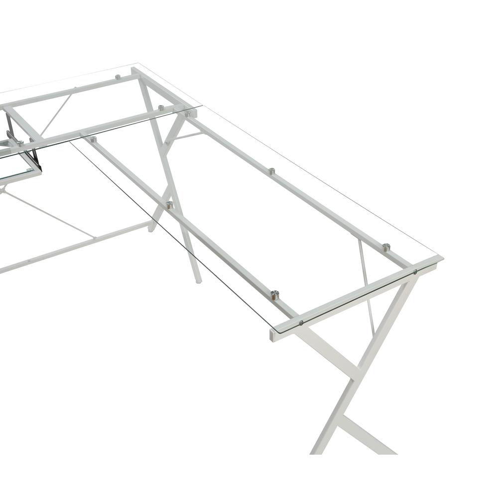 Dazenus Computer Desk, Clear Glass & White Finish (OF00048). Picture 3