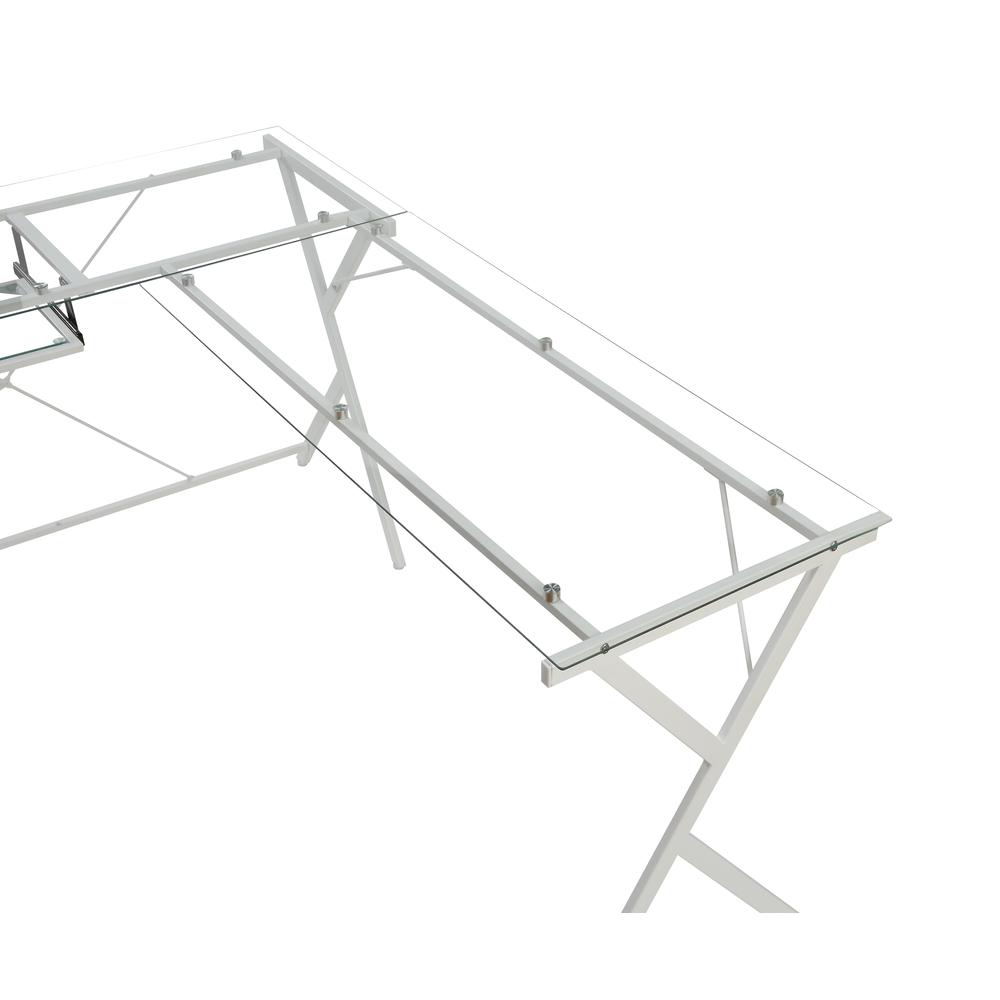 Dazenus Computer Desk, Clear Glass & White Finish (OF00048). Picture 8