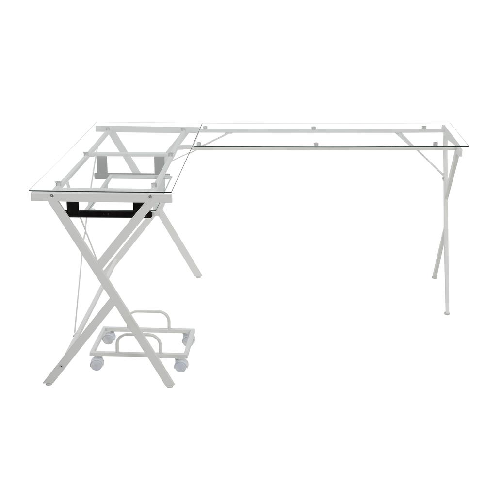 Dazenus Computer Desk, Clear Glass & White Finish (OF00048). Picture 10