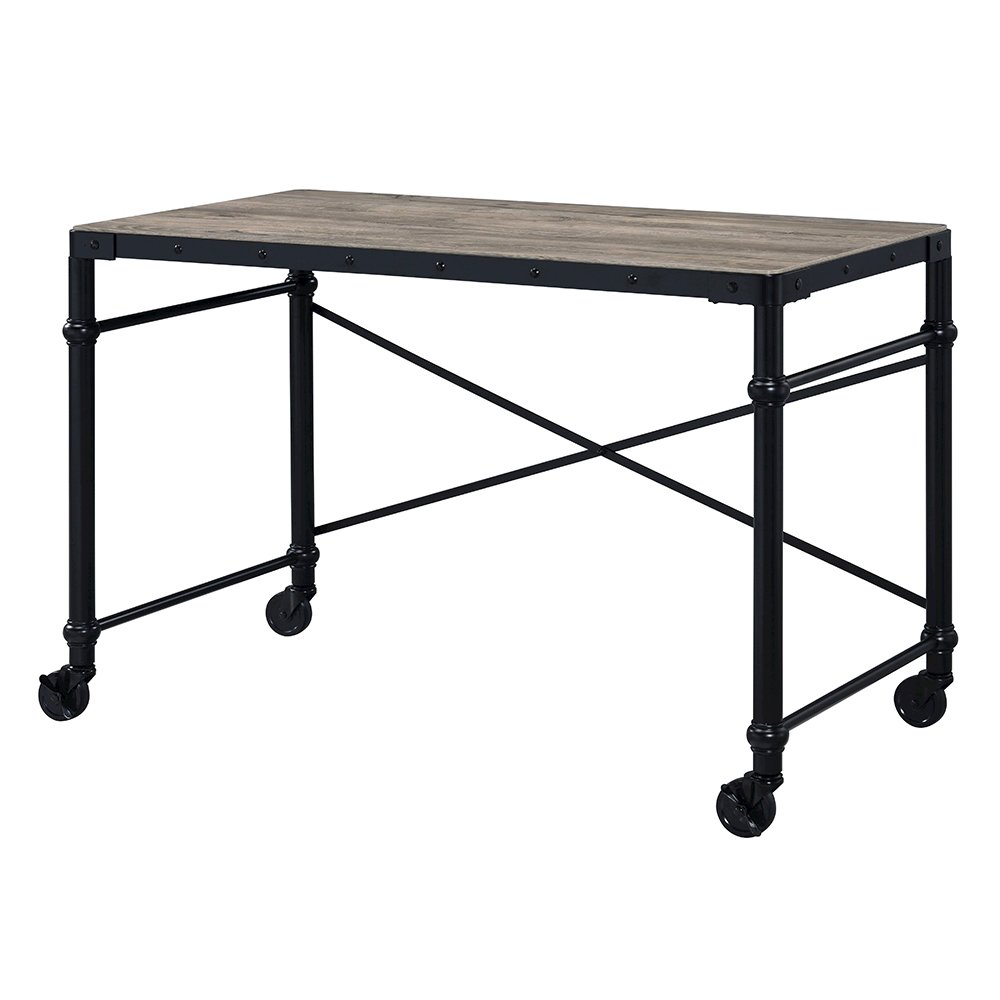 Oklarth Writing Desk Rustic Oak & Black. Picture 2