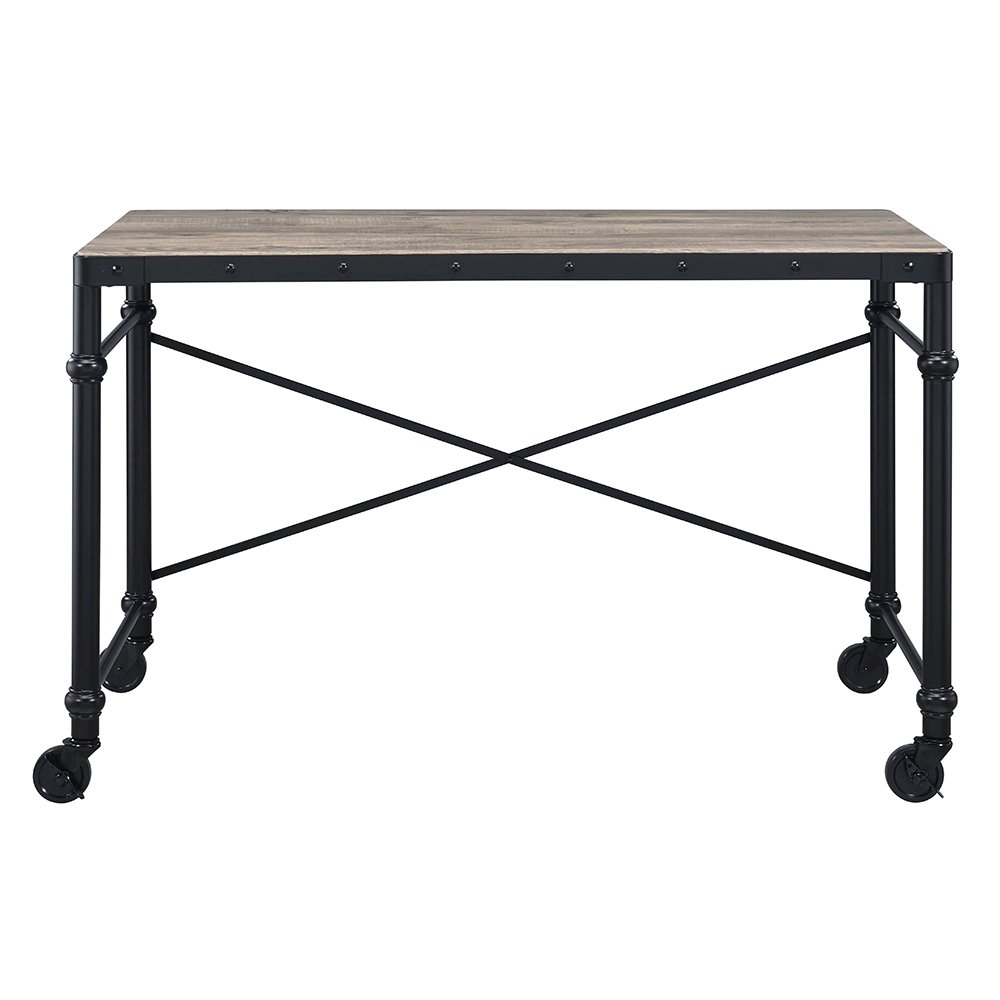 Oklarth Writing Desk Rustic Oak & Black. Picture 3