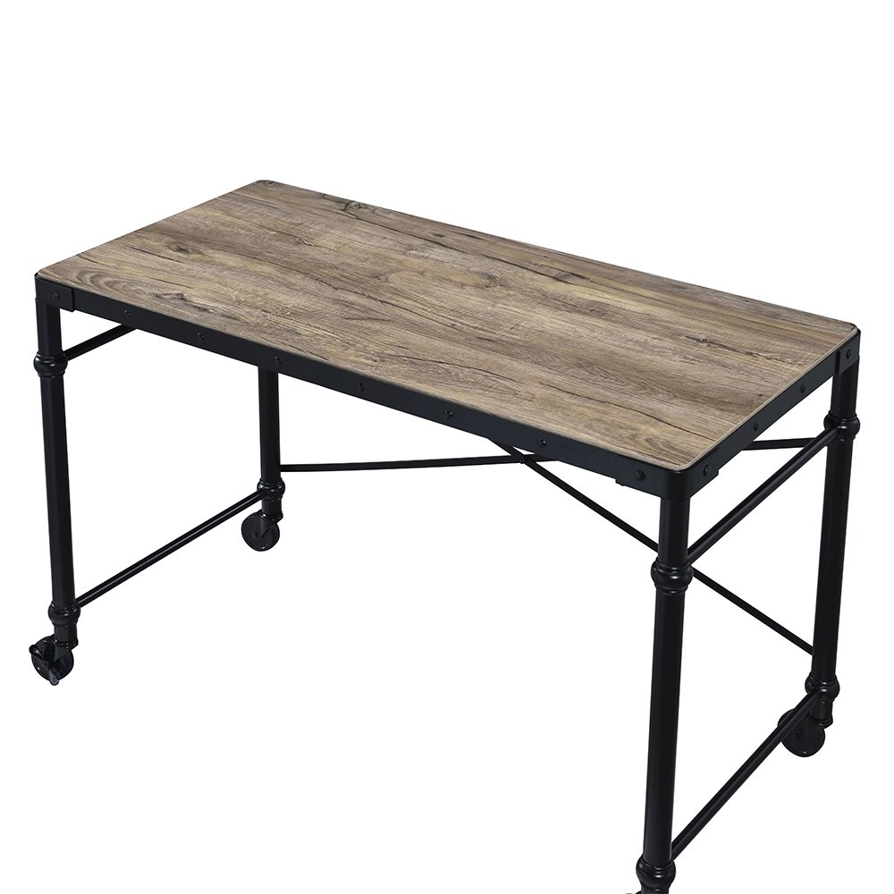 Oklarth Writing Desk Rustic Oak & Black. Picture 4
