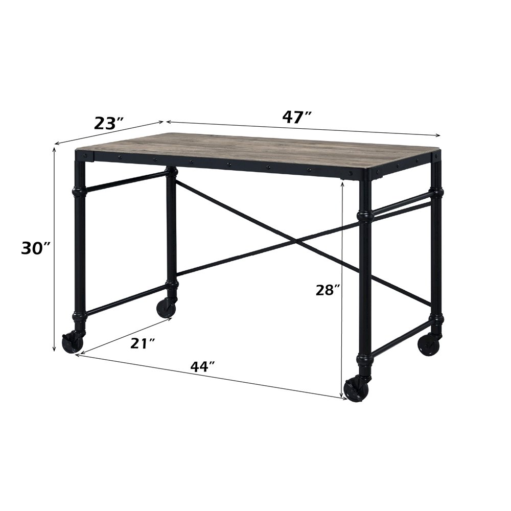 Oklarth Writing Desk Rustic Oak & Black. Picture 7