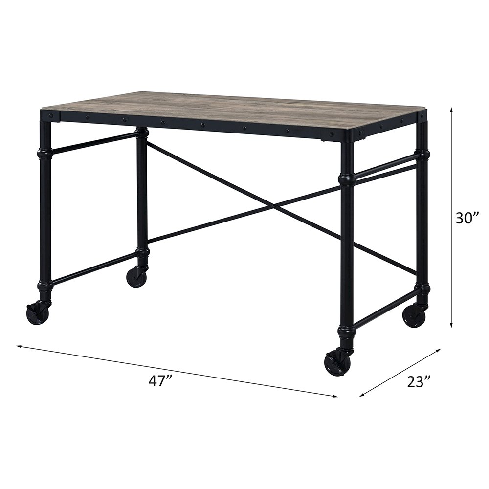 Oklarth Writing Desk Rustic Oak & Black. Picture 6