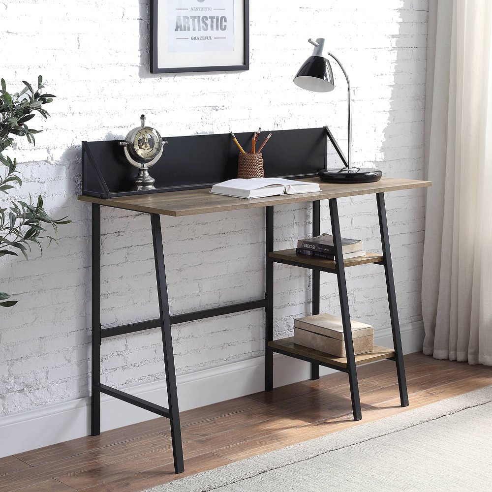 Garima Writing Desk Rustic Oak & Black. Picture 1
