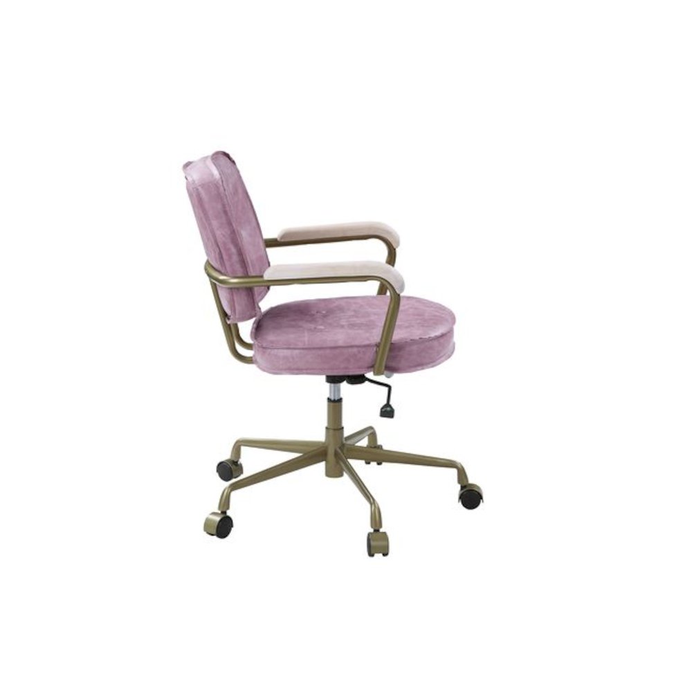 Siecross Swivel Office Chair Pink Top Grain Leather. Picture 8