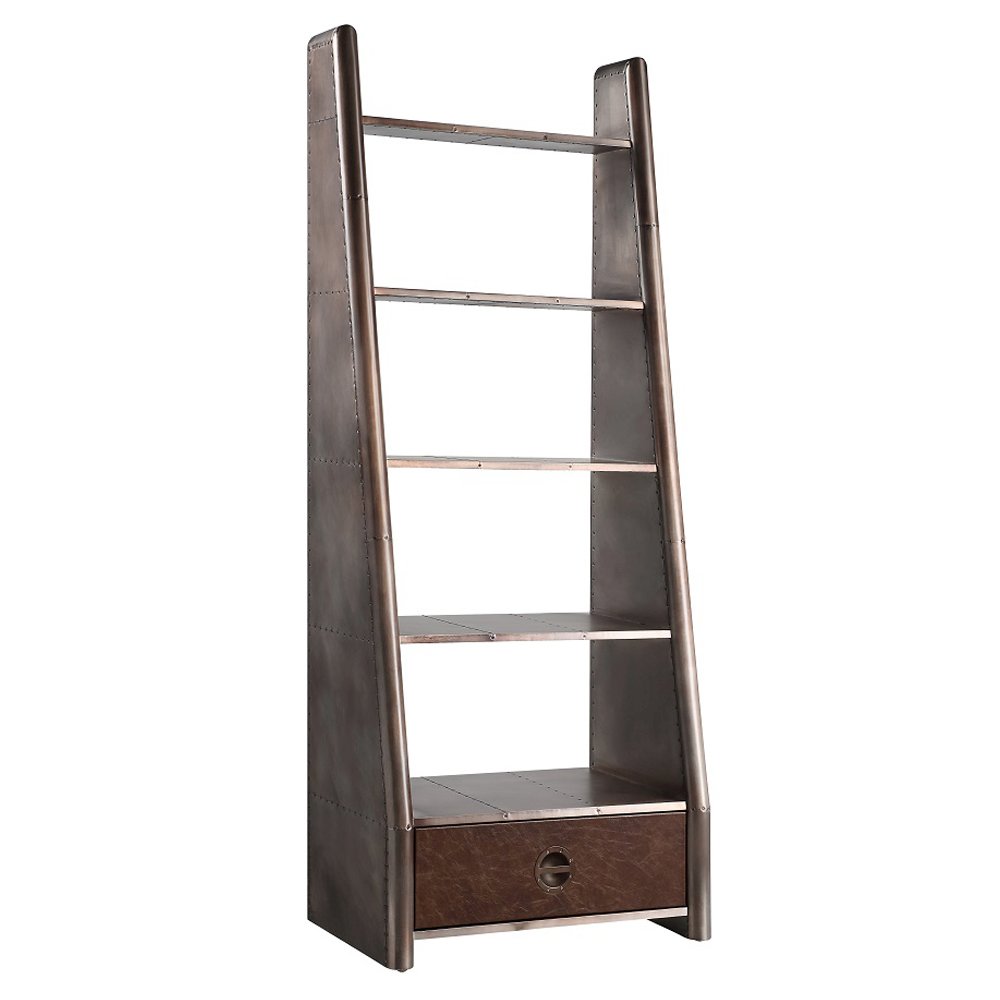 Brancaster Bookcase Bronze Aluminium & Morrocco Top Grain Leather. Picture 2