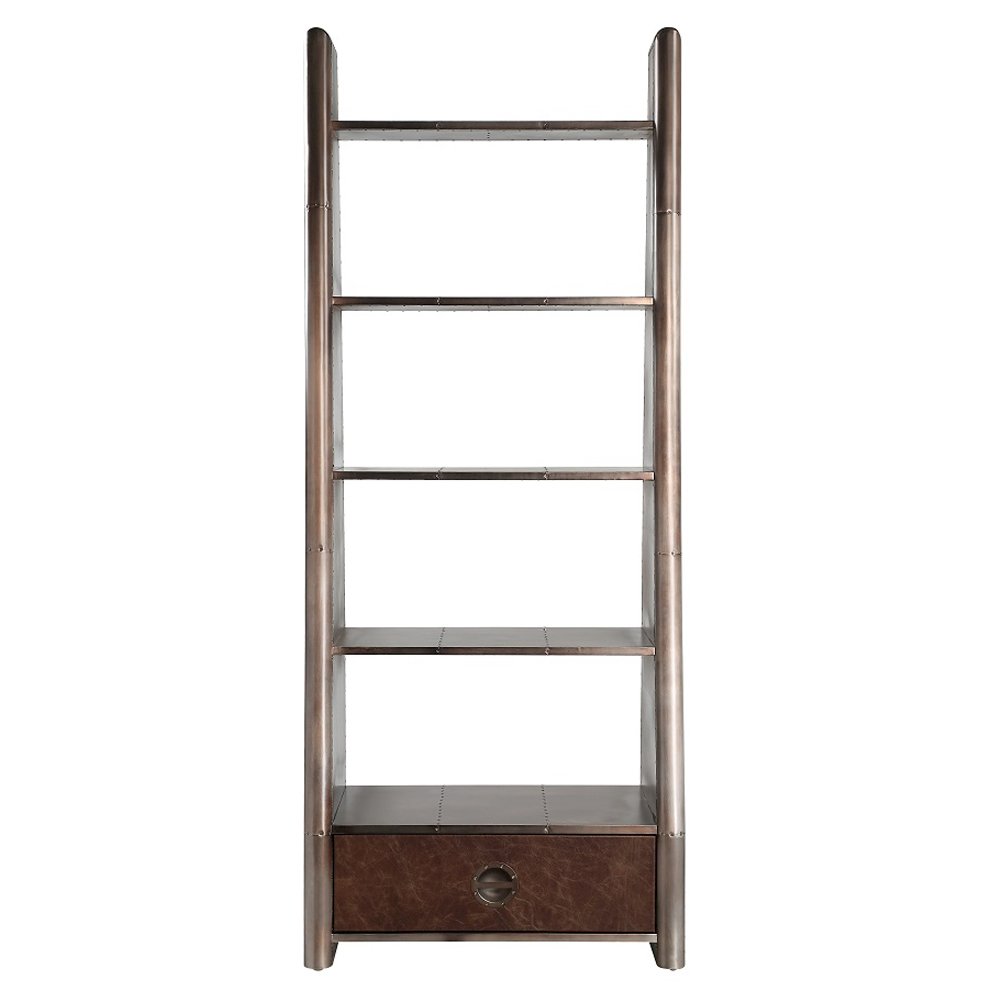 Brancaster Bookcase Bronze Aluminium & Morrocco Top Grain Leather. Picture 3