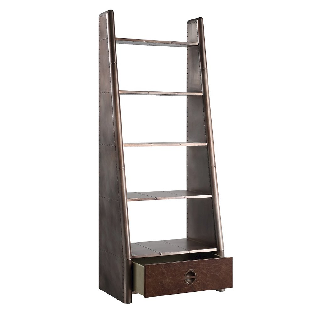 Brancaster Bookcase Bronze Aluminium & Morrocco Top Grain Leather. Picture 4