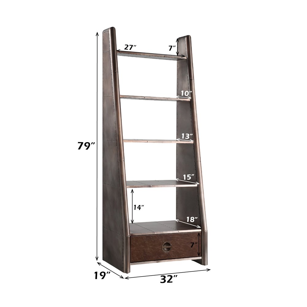 Brancaster Bookcase Bronze Aluminium & Morrocco Top Grain Leather. Picture 6