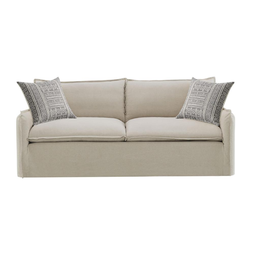 Upendo Sofa w/2 Pillows Beige Linen. Picture 2