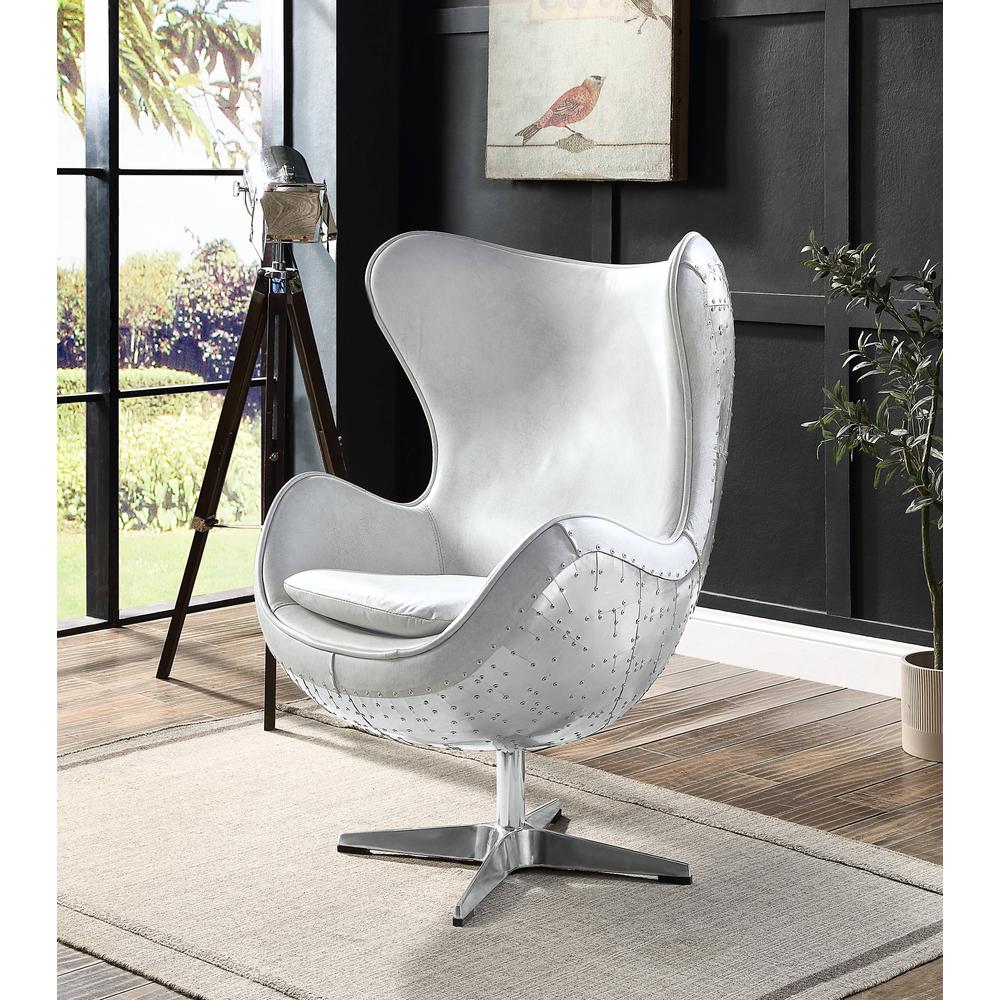 Brancaster Accent Chair w/Swivel, Vintage white Top grain  Leather. Picture 9