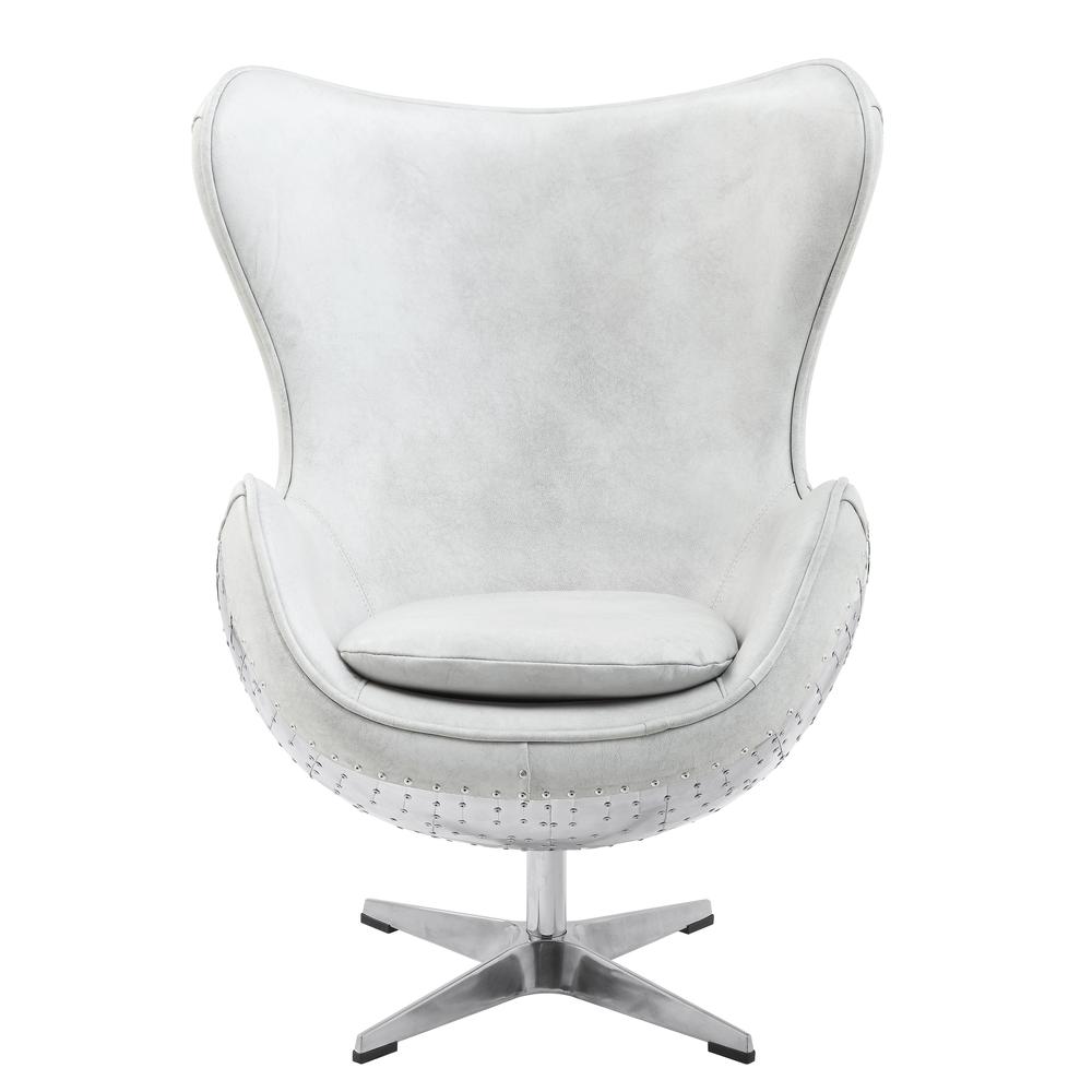 Brancaster Accent Chair w/Swivel, Vintage white Top grain  Leather. Picture 8