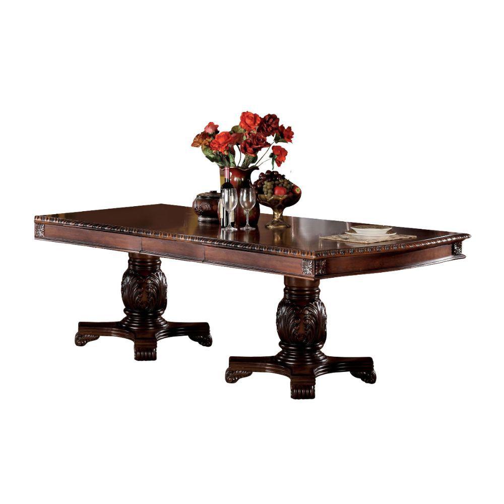 ACME Chateau De Ville Dining Table w/Double Pedestal, Cherry (1Set/2Ctn). Picture 1