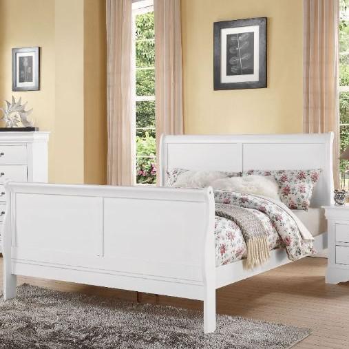 ACME Louis Philippe III Eastern King Bed, White (1Set/2Ctn). Picture 1