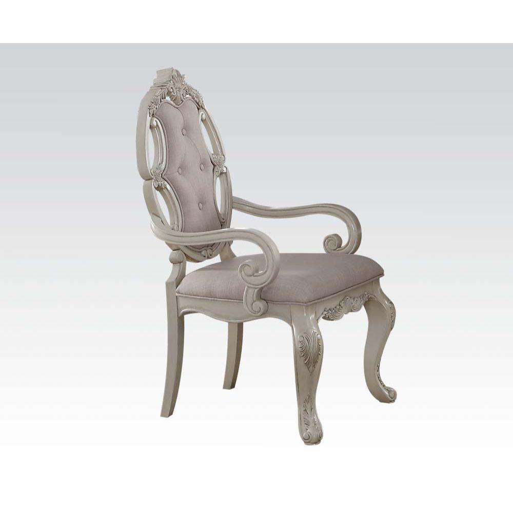 Ragenardus Arm Chair (Set-2) Fabric & Antique White. Picture 1