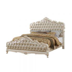 ACME Chantelle Eastern King Bed, Rose Gold PU & Pearl White (1Set/3Ctn). Picture 1