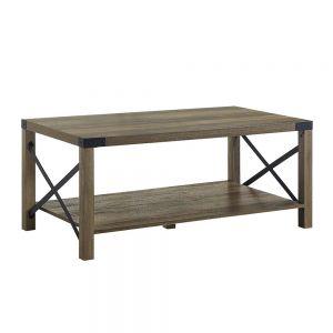 ACME Abiram Coffee Table, Rustic Oak Finish. Picture 1