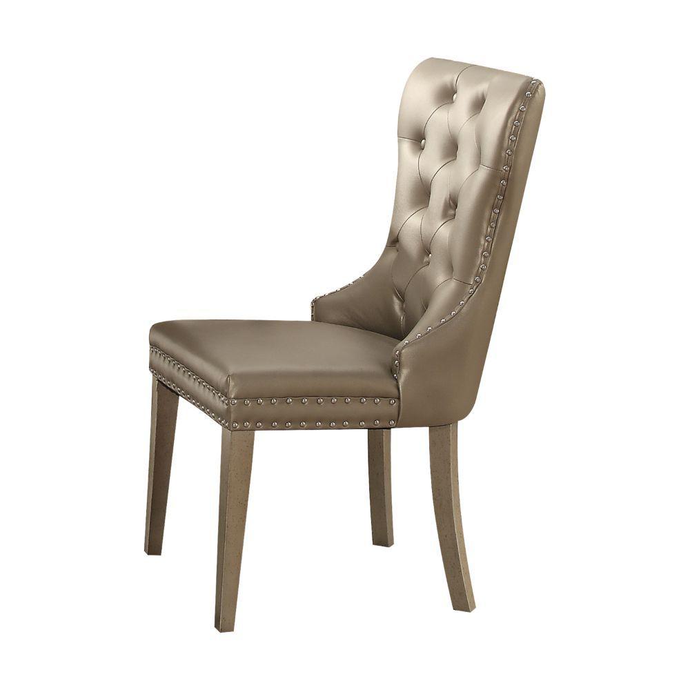 Kacela Side Chair (Set-2) Synthetic Leather & Champagne. Picture 1