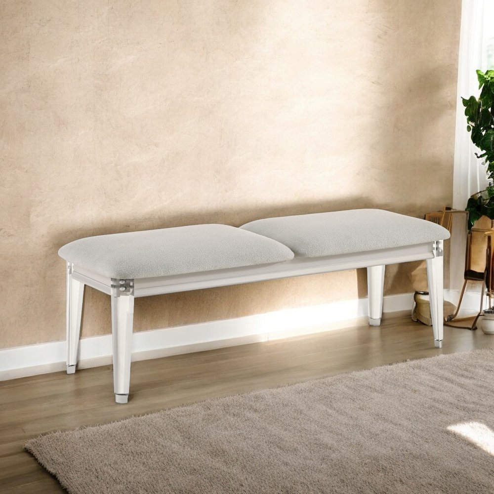 Laveda Bench Light Gray Boucle & Pearl White. Picture 2