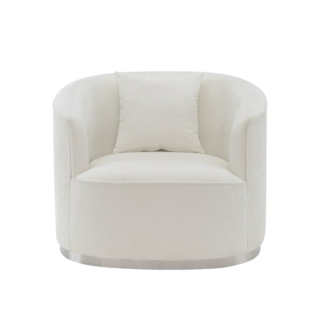 Furniture Odette Upholstered Chenille Chair with 1 Pillow in Beige. Picture 2