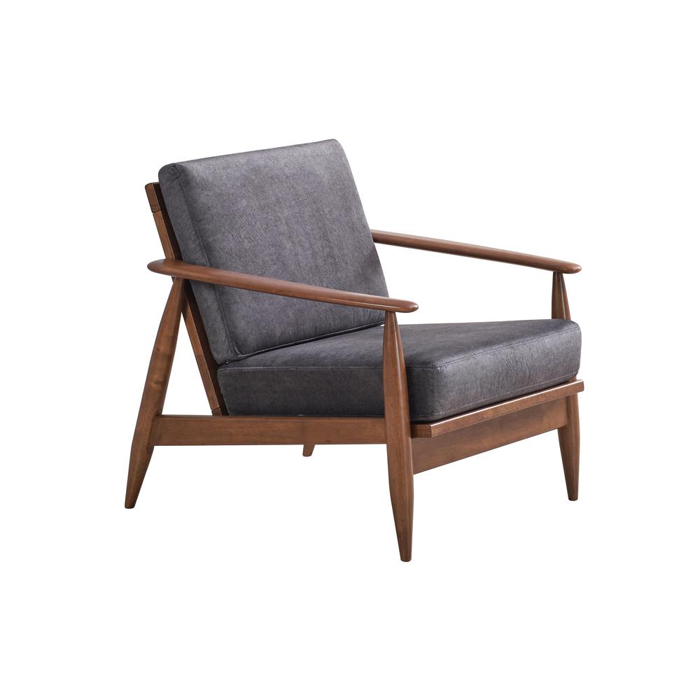Furniture Alisa Upholstered Fabric & Wood Accent Chair in Charcoal/Brown. Picture 1