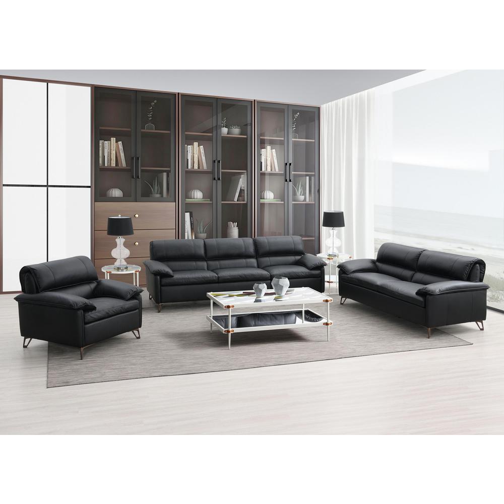 Eilene Sofa, Black Top Grain Leather. Picture 5