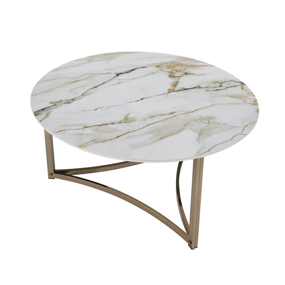 Aziz Coffee Table Sintered Stone Top & Champagne. Picture 2