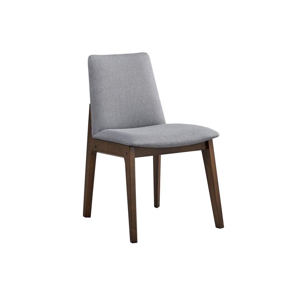 kaela Side Chair (Set-2), Light Gray Fabric & Walnut Finish. Picture 1