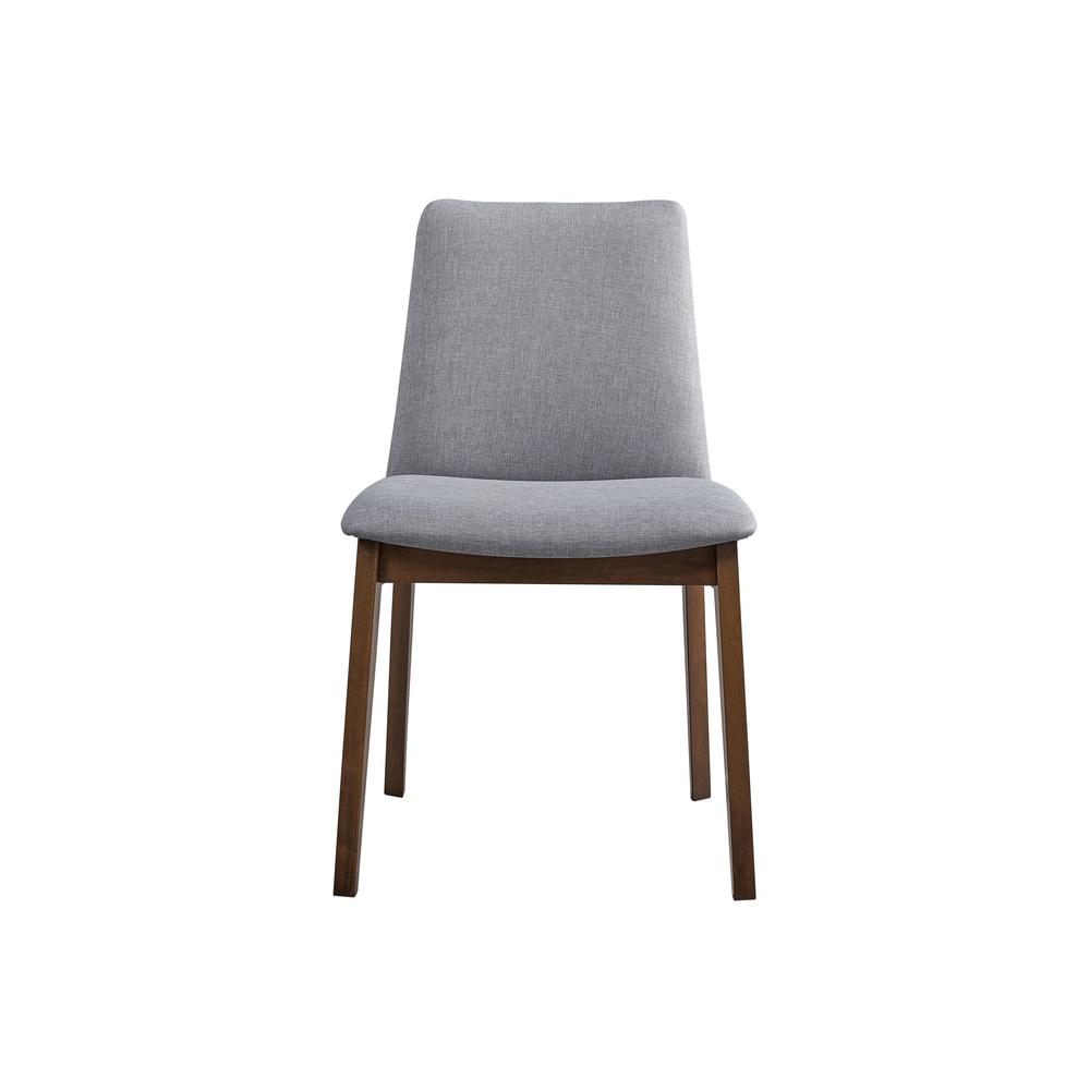 kaela Side Chair (Set-2), Light Gray Fabric & Walnut Finish. Picture 2