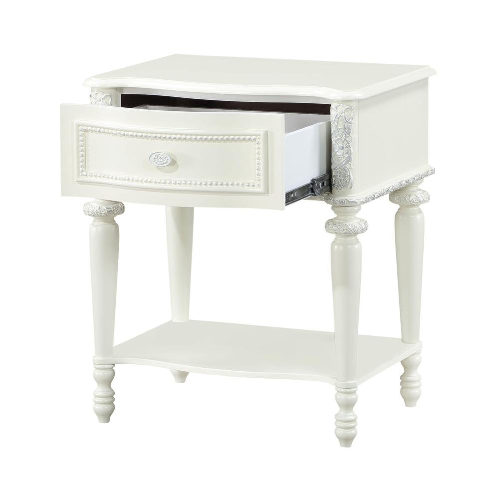 Dorothy Nightstand w/1 Drawer, Ivory Finish. Picture 4