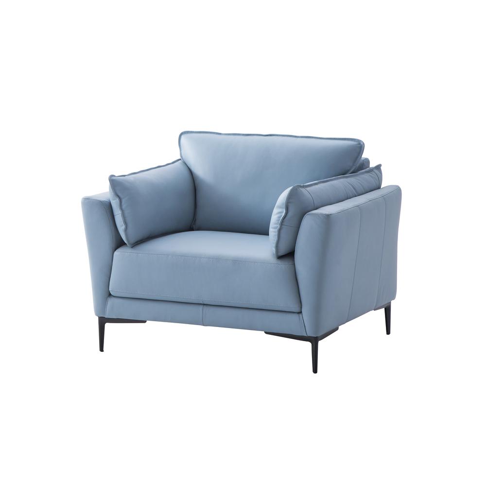 Mesut Leather Upholstered Chair in Light Blue and Black. Picture 1