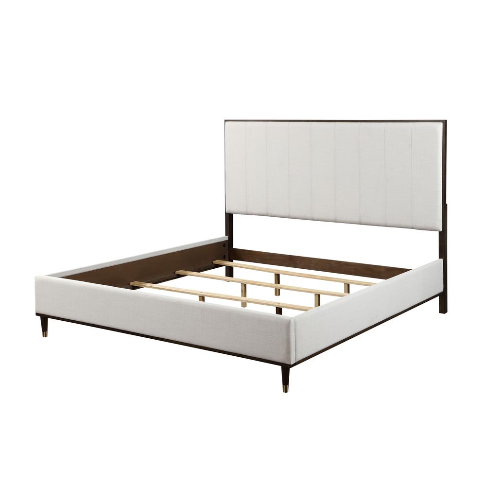 Carena Wooden Bed in Light Gray and White and Brown. Picture 1