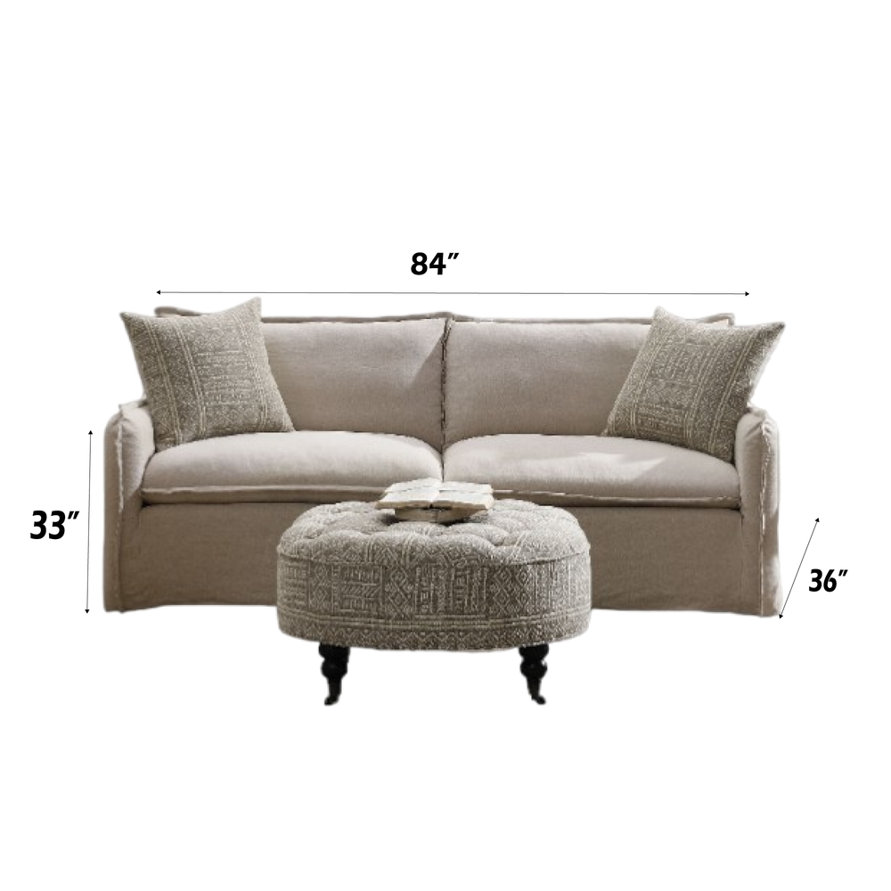 Upendo Sofa w/2 Pillows Beige Linen. Picture 6