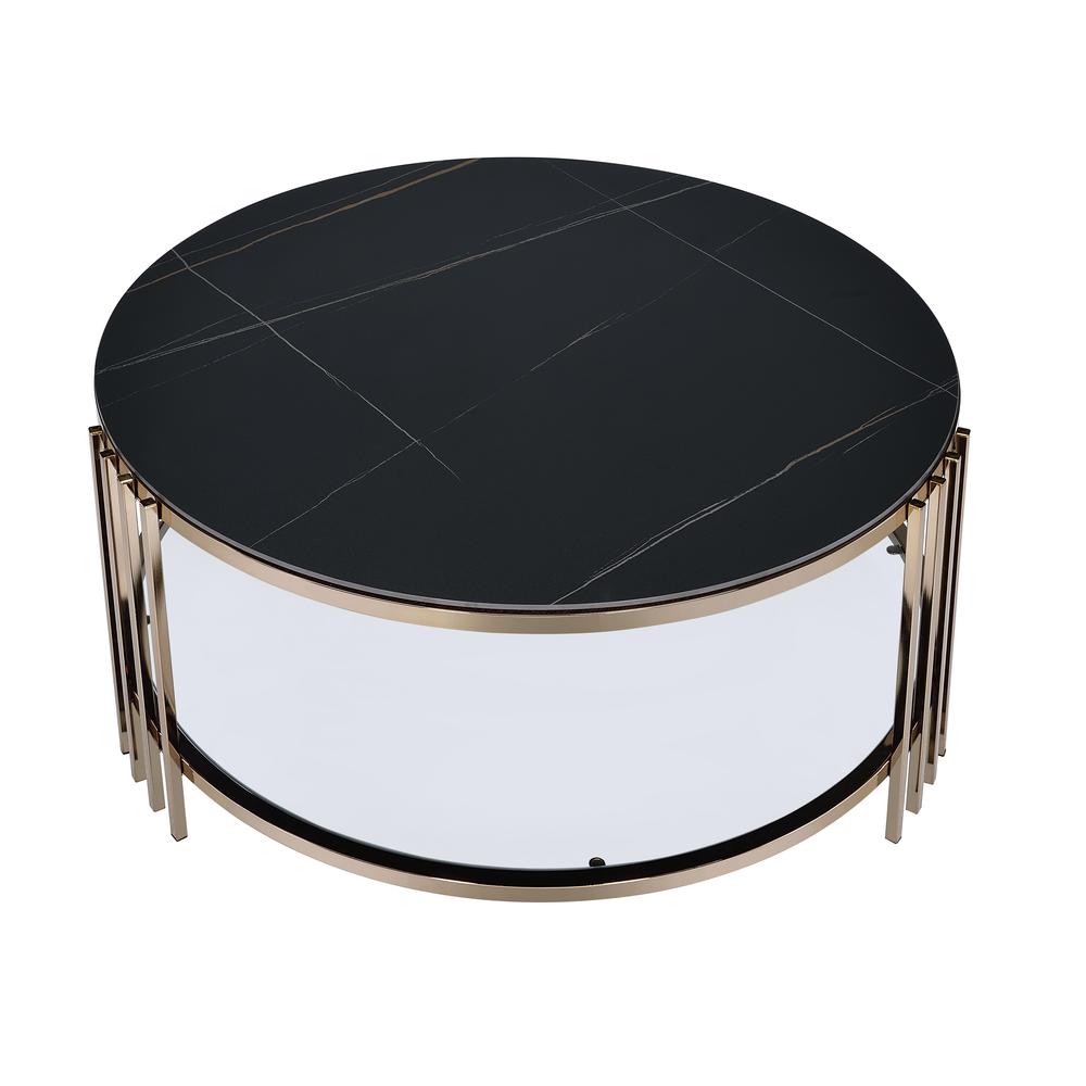 Abisha Coffee Table, Sintered Stone Top & Champagne Finish. Picture 2
