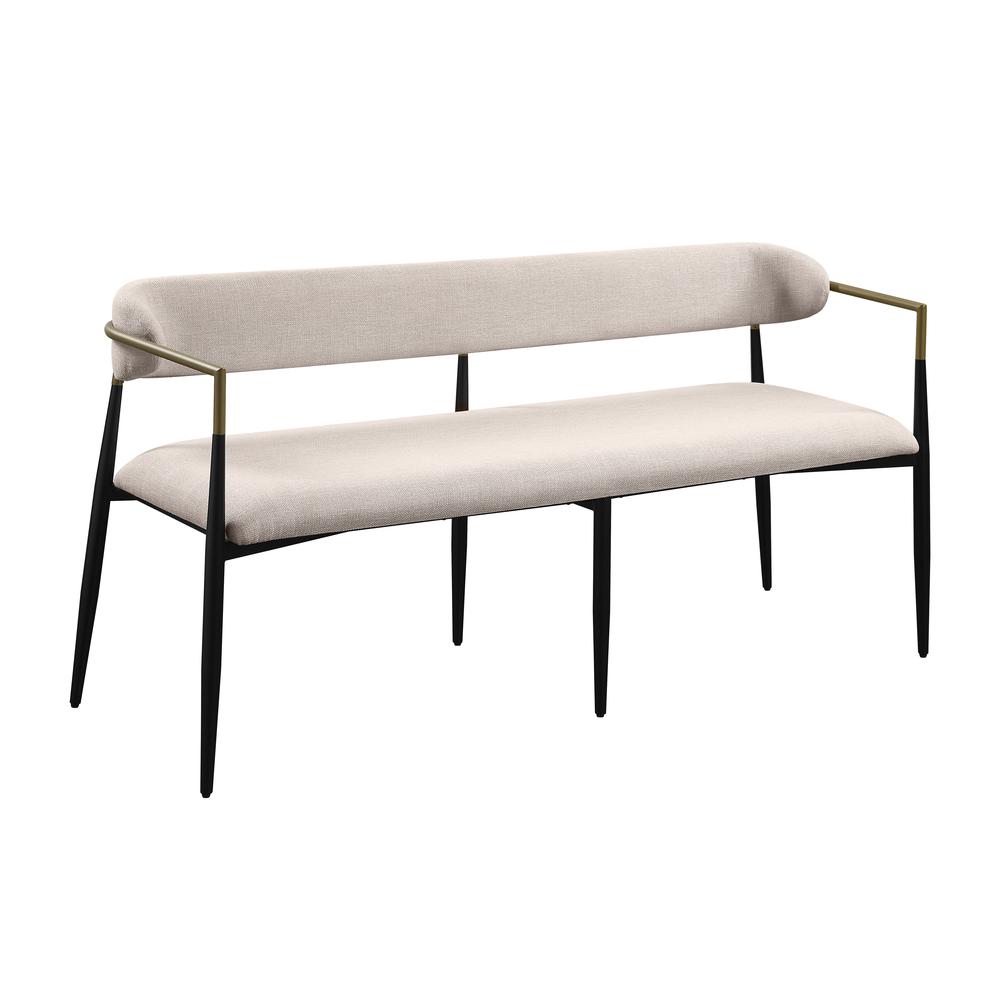 Jaramillo Bench, Beige Chenille & Black Finish. Picture 1