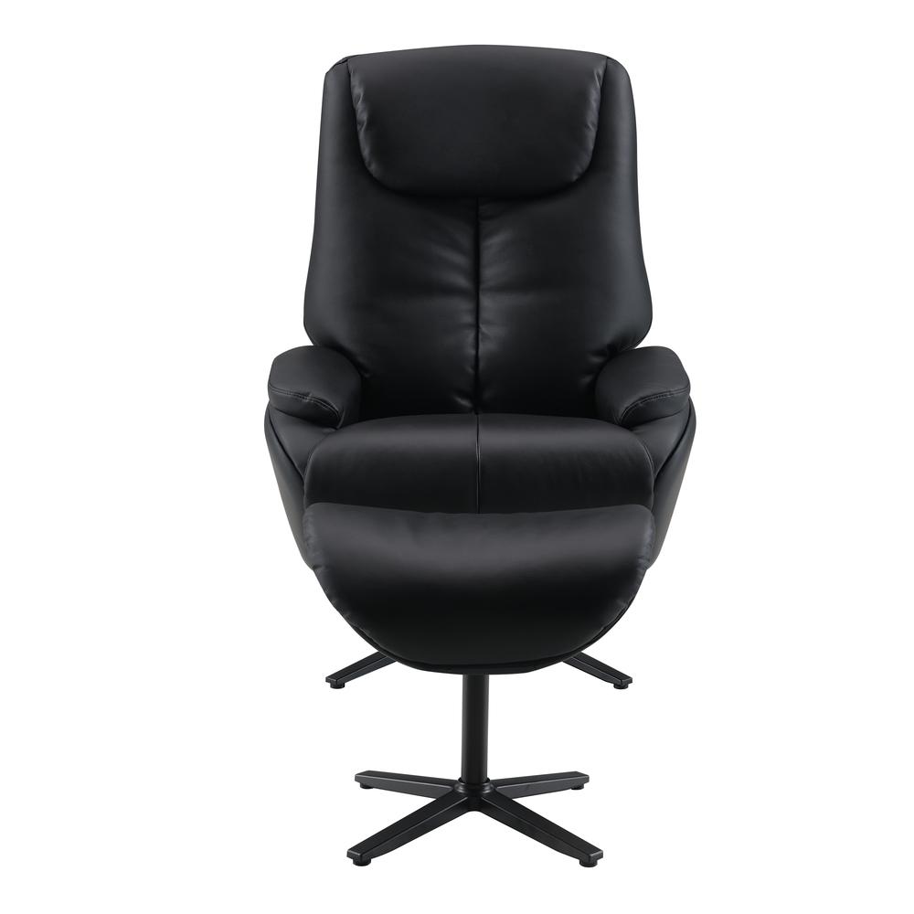 Labonita Accent Chair w/Swivel & Ottoman, Black Top Grain Leather & Black Finish. Picture 3