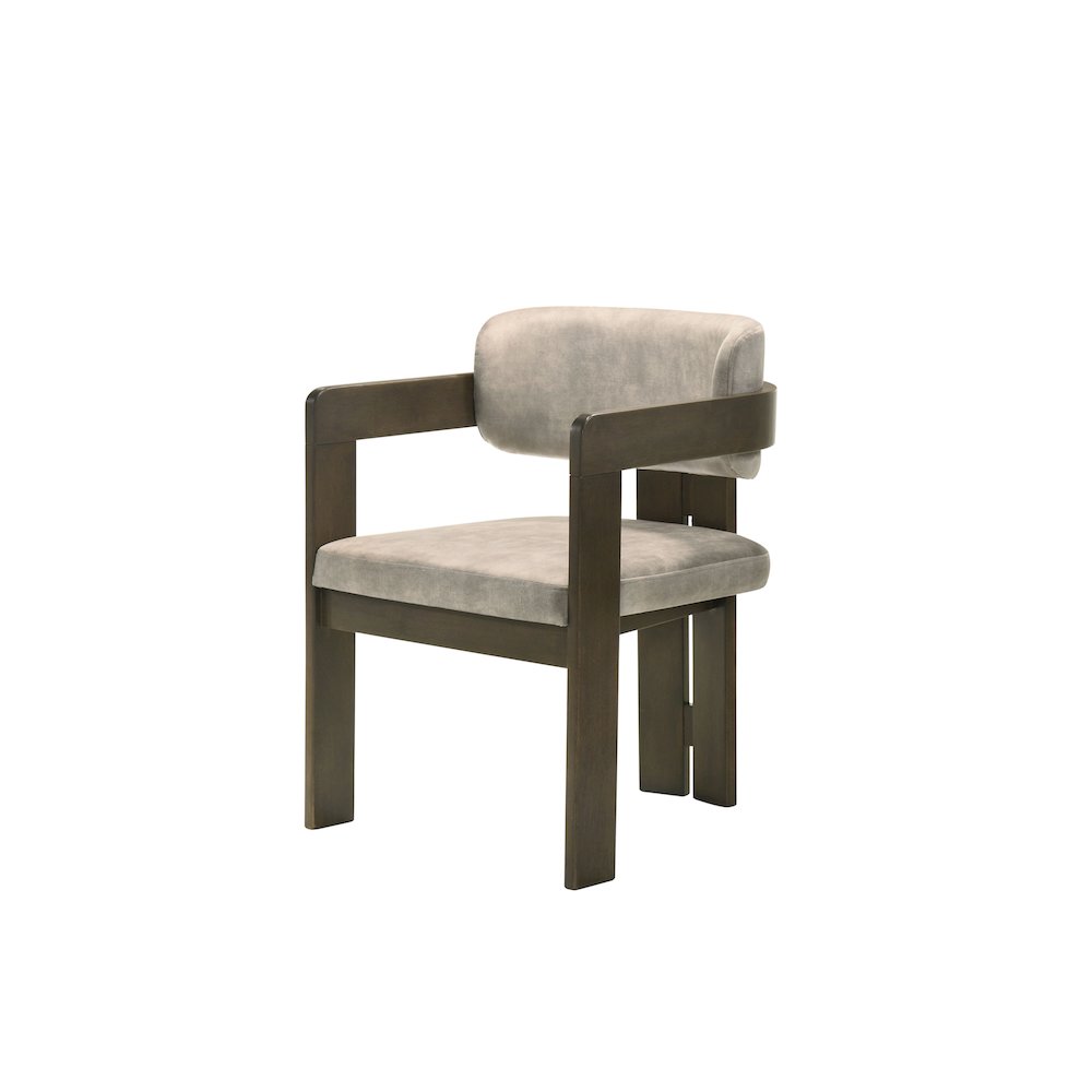 Destin Arm Chair Light Gray Polished Microfiber & Walnut. Picture 1