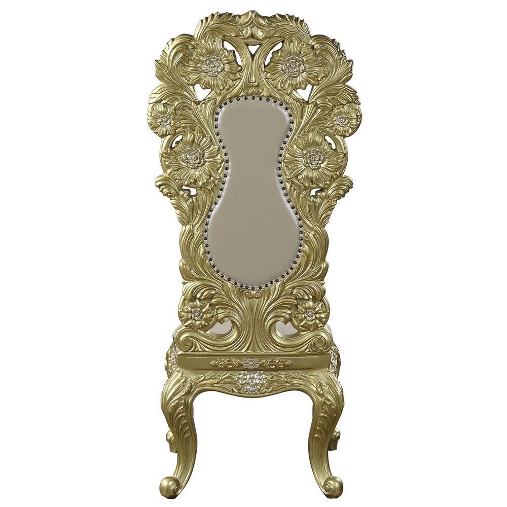 Cabriole Side Chair (Set-2) Light Gold Synthetic Leather & Gold. Picture 4