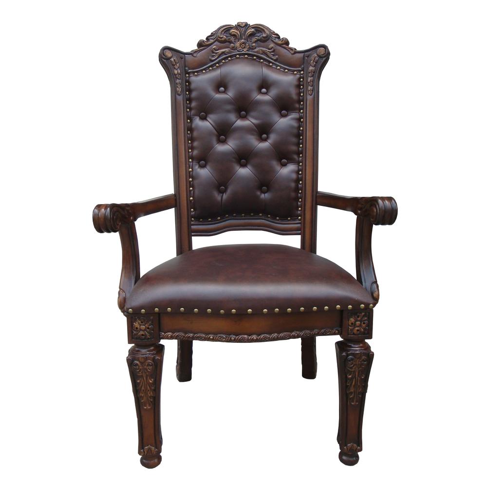 Vendome Arm Chair (Set-2) Synthetic Leather & Cherry. Picture 1
