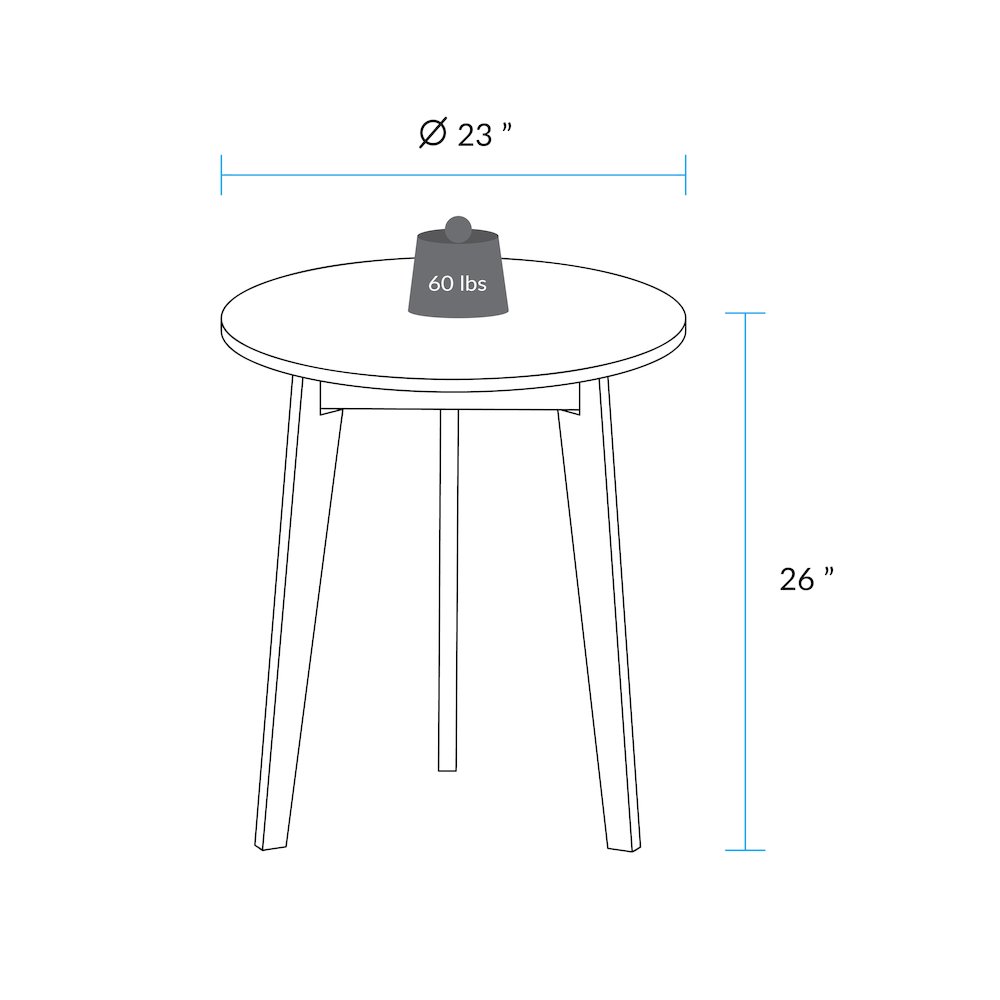 Three-Legged Round Side Modern Table with Solid American Hardwood Top. Picture 6