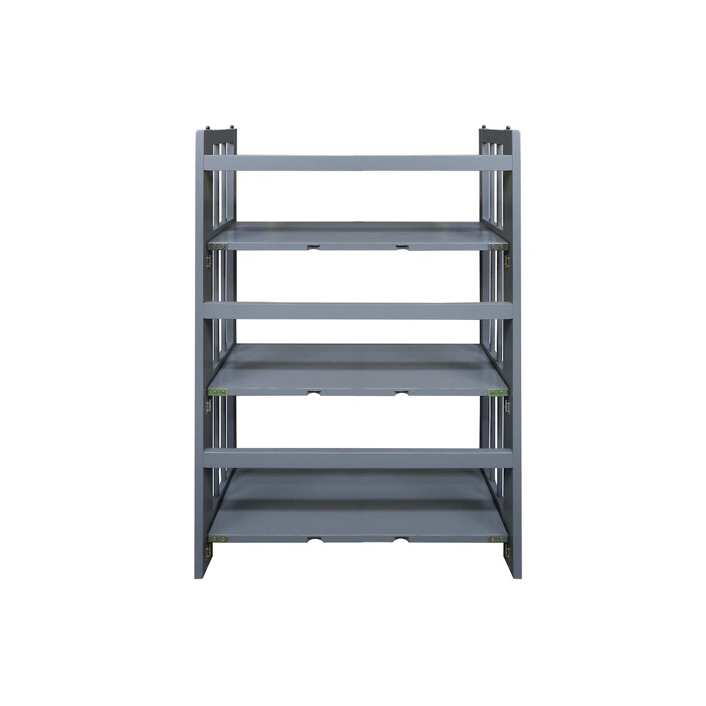 3-Shelf Folding Stackable Bookcase 27.5" Wide, Slate Gray. Picture 2
